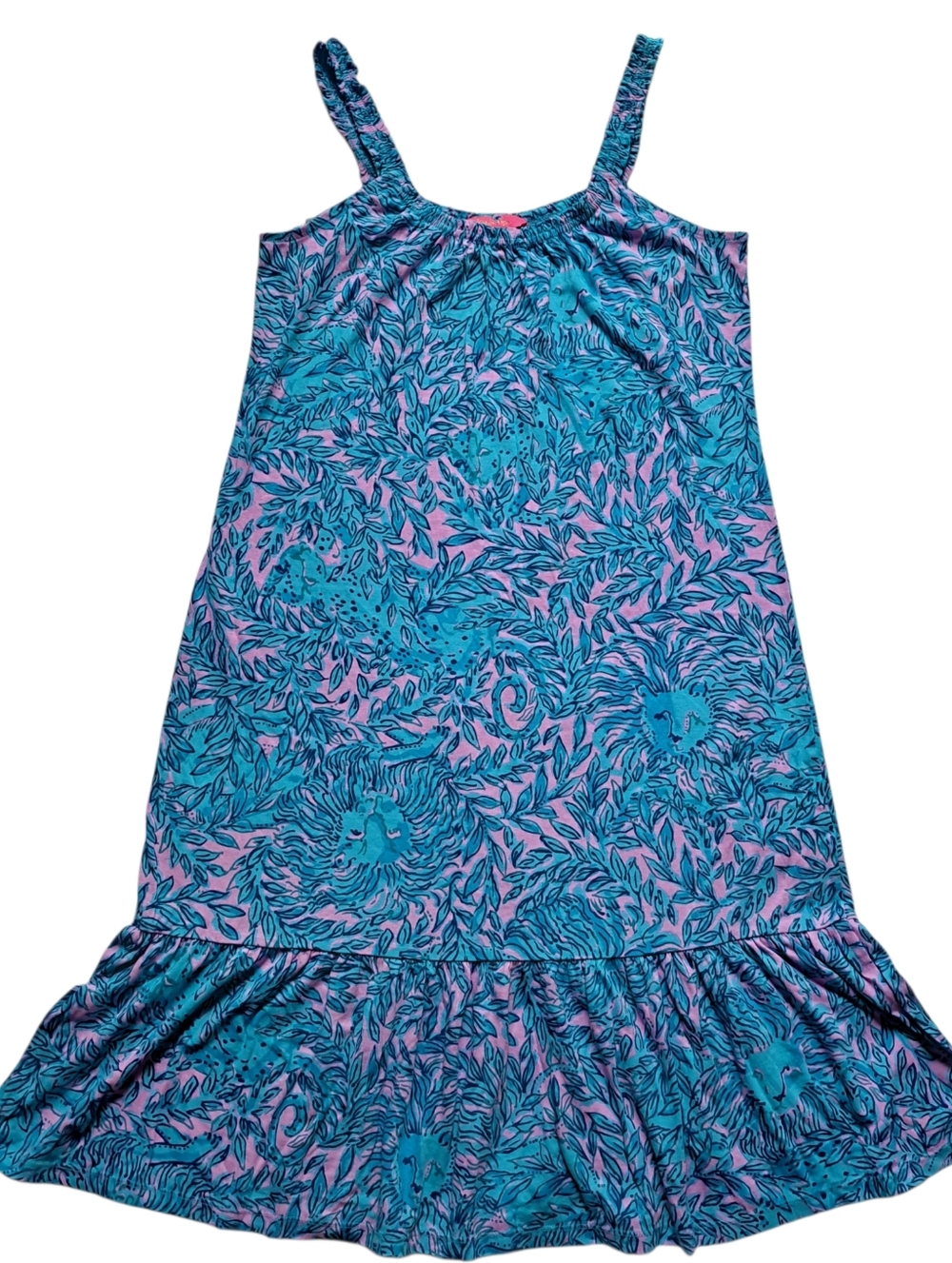 Lilly Pulitzer Teal & Pink Tropical Print Dress